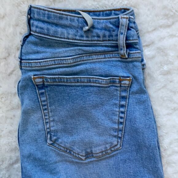 Pilcro And The Letterpress Size 25 Straight Leg Cropped Jeans Flowers On Bottom - Picture 7 of 10